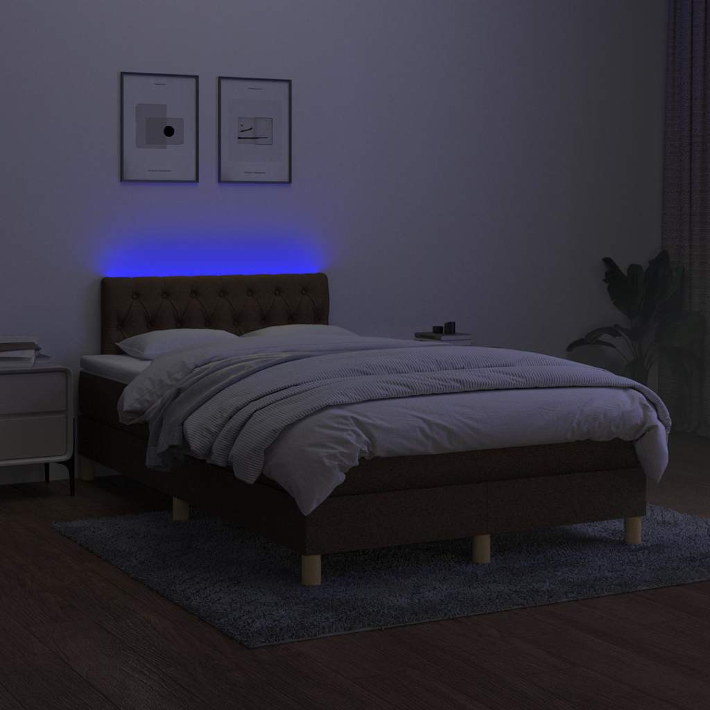 Sommier à lattes de lit matelas et LED marron foncé 120x190 cm - XIOS
