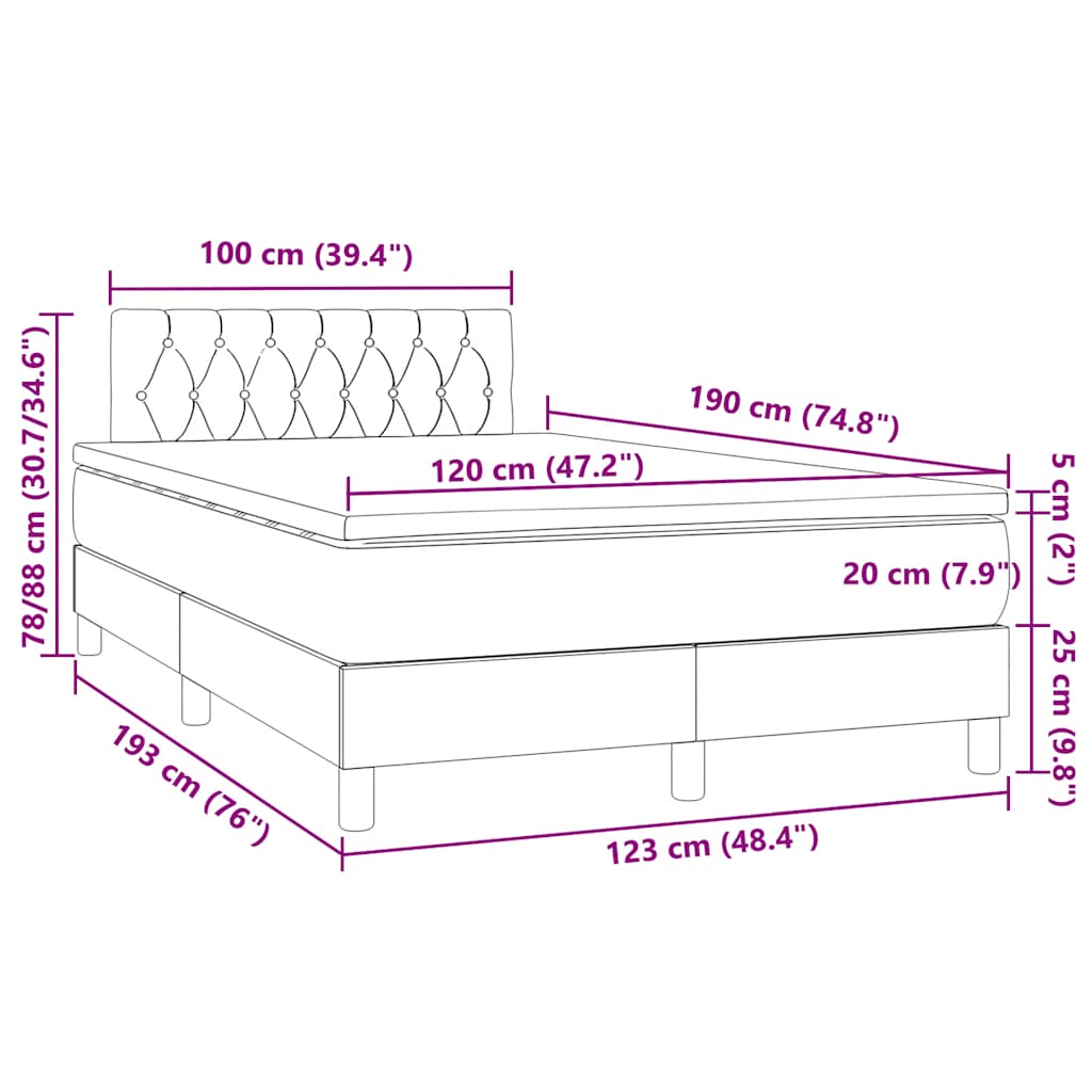 Sommier à lattes de lit matelas et LED marron foncé 120x190 cm - XIOS