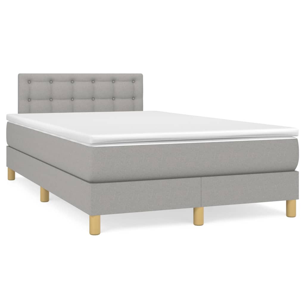 Sommier à lattes de lit matelas LED gris clair 120x190 cm tissu - XIOS