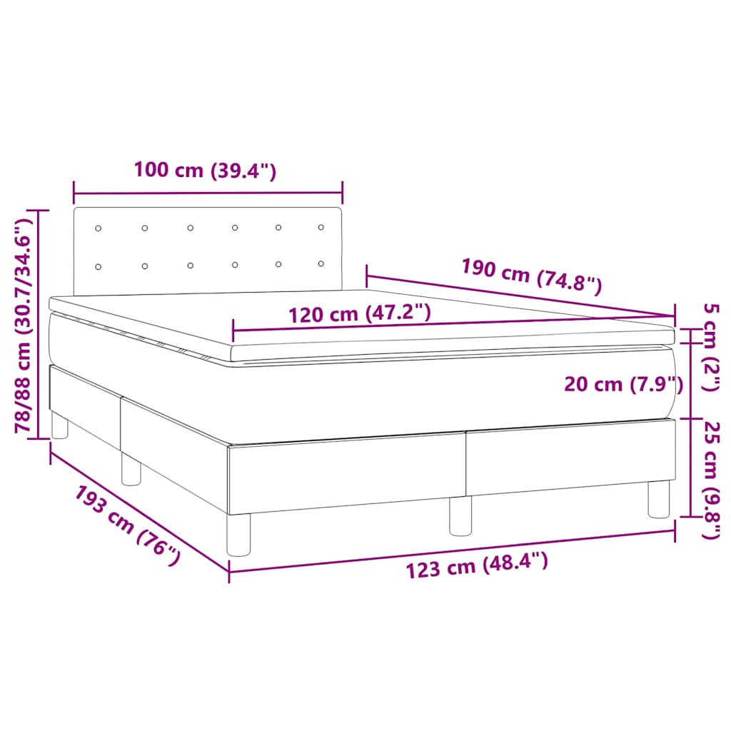 Sommier à lattes de lit matelas et LED noir 120x190 cm tissu - XIOS