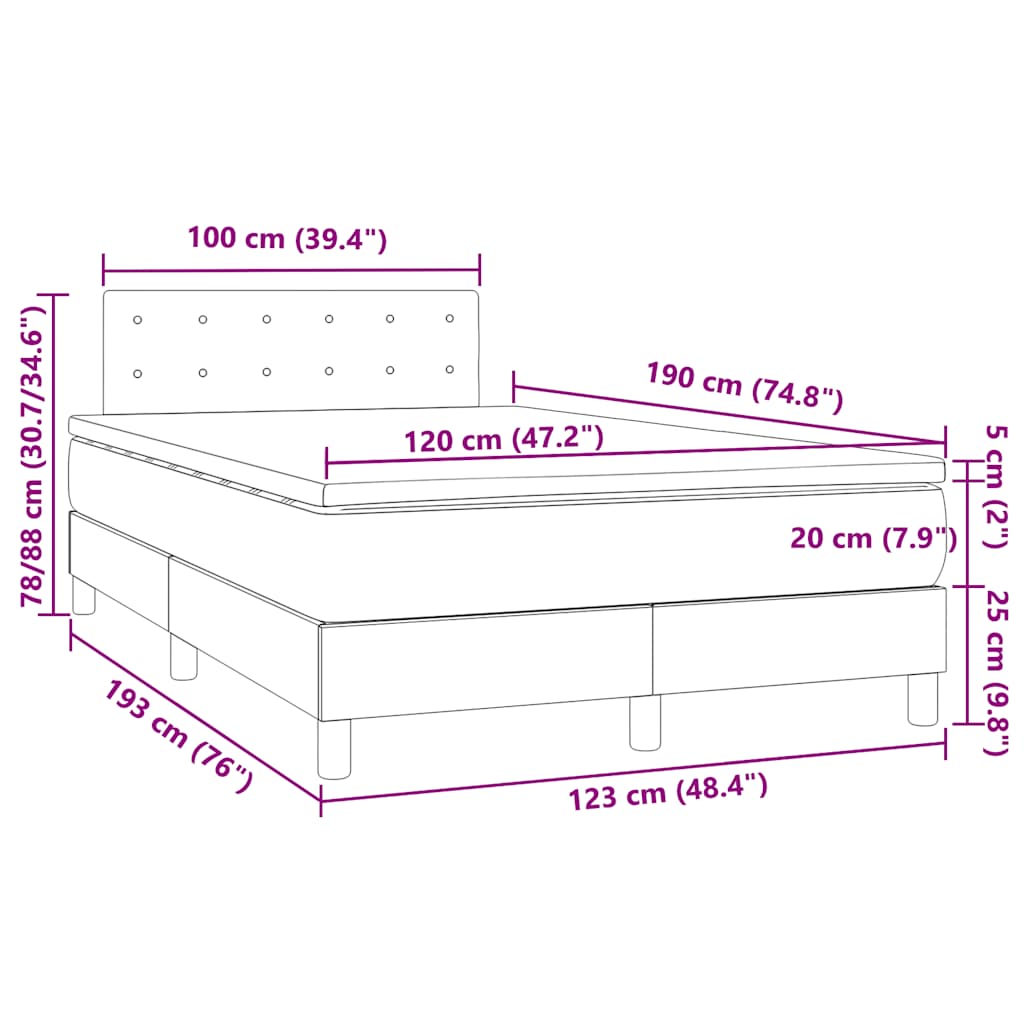 Sommier à lattes de lit matelas et LED marron foncé 120x190 cm - XIOS