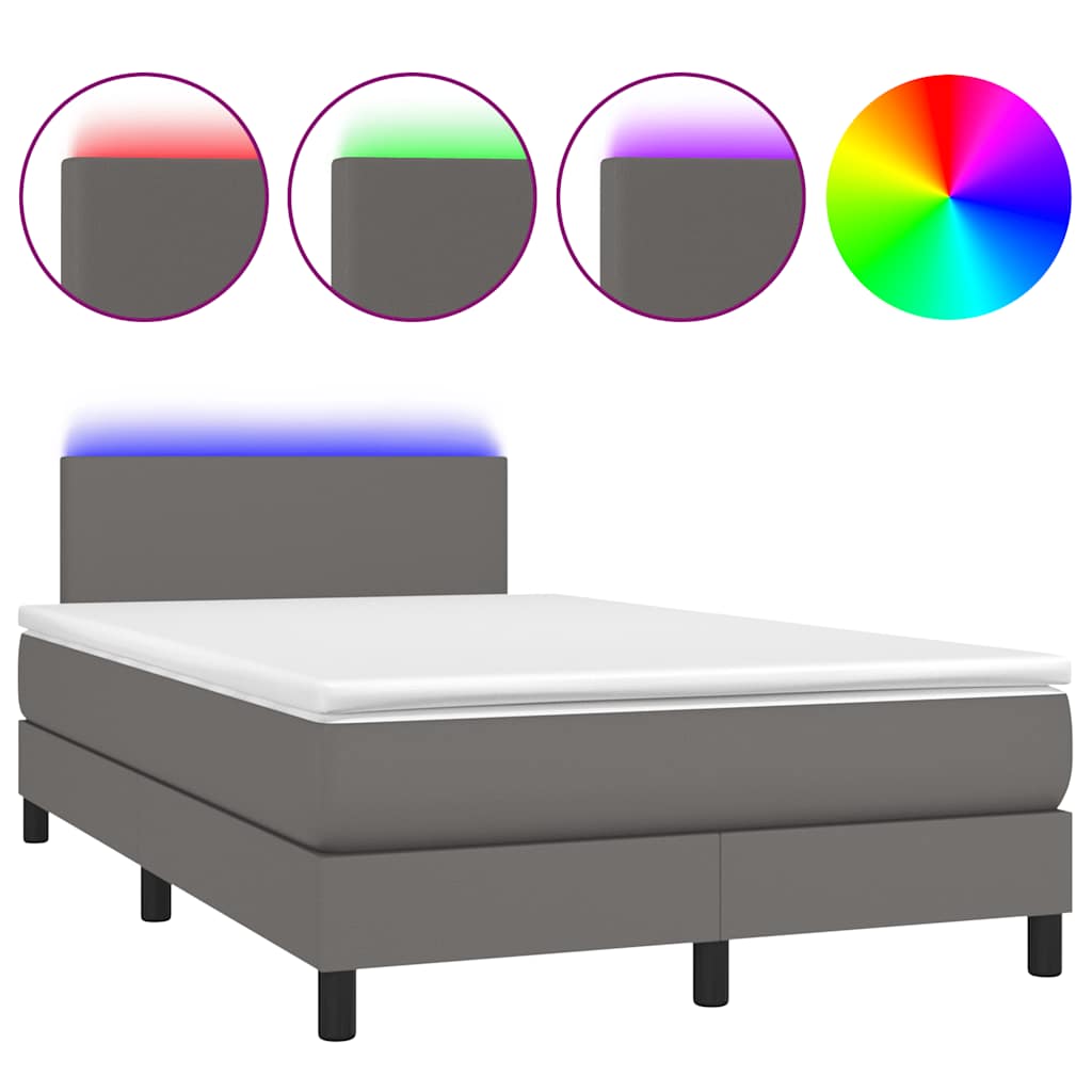 Sommier à lattes de lit matelas LED gris 120x190 cm similicuir - XIOS