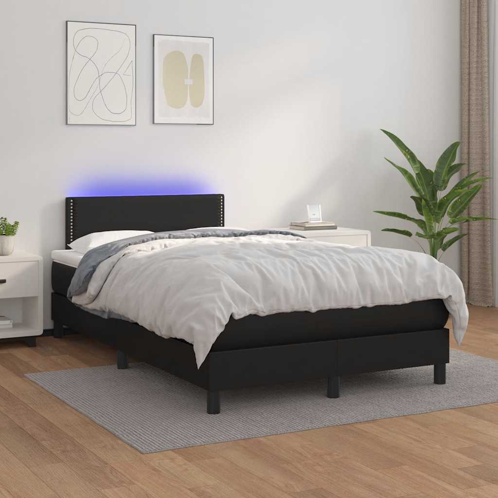 Sommier à lattes de lit matelas LED noir 120x190 cm similicuir - XIOS
