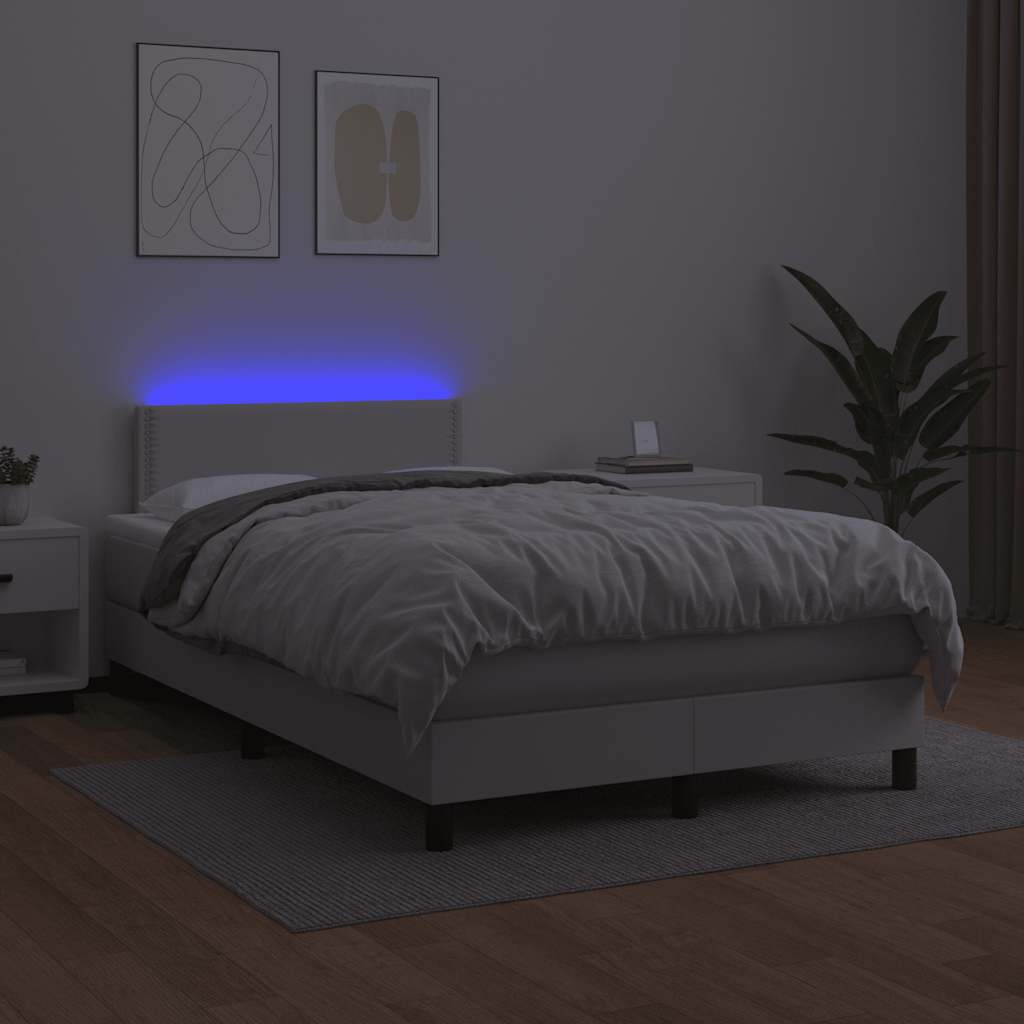 Sommier à lattes de lit matelas LED blanc 120x190 cm similicuir - XIOS