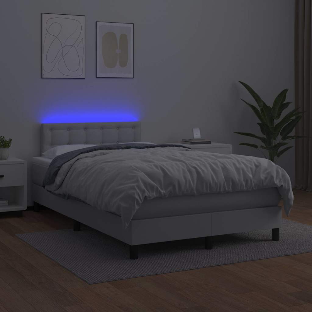Sommier à lattes de lit matelas LED blanc 120x190 cm similicuir - XIOS