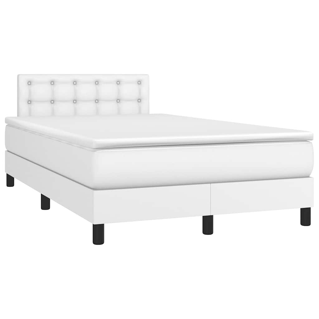 Sommier à lattes de lit matelas LED blanc 120x190 cm similicuir - XIOS