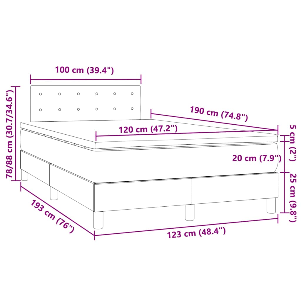Sommier à lattes de lit avec matelas LED cappuccino 120x190 cm - XIOS
