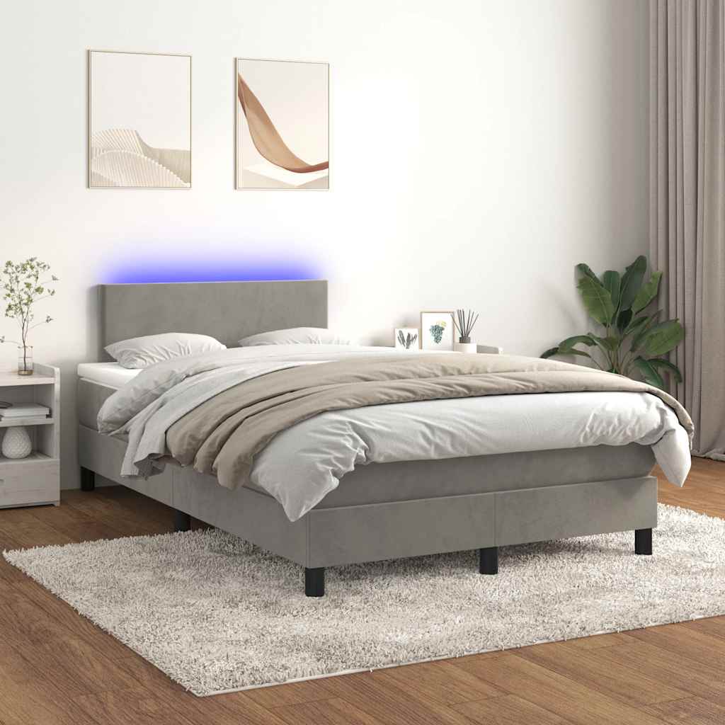 Sommier à lattes de lit avec matelas LED gris clair 120x190 cm - XIOS