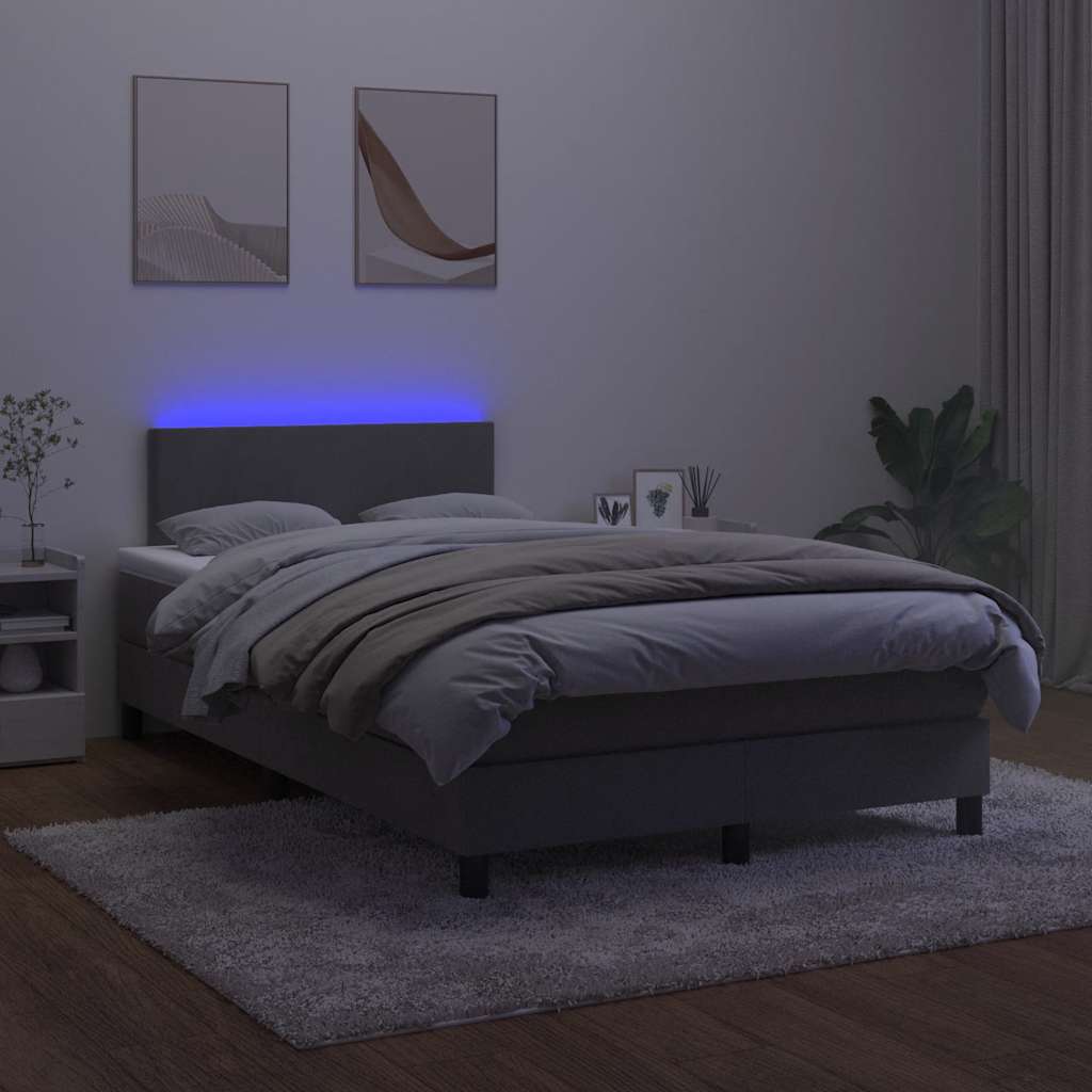 Sommier à lattes de lit avec matelas LED gris foncé 120x190 cm - XIOS