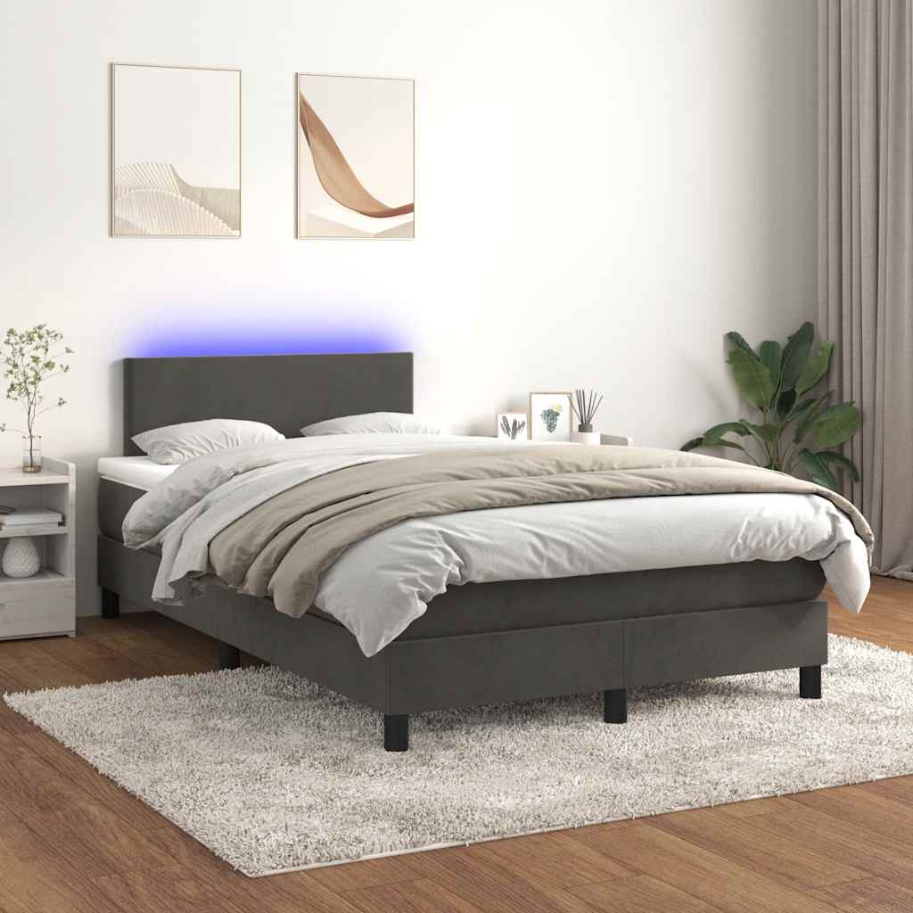Sommier à lattes de lit avec matelas LED gris foncé 120x190 cm - XIOS