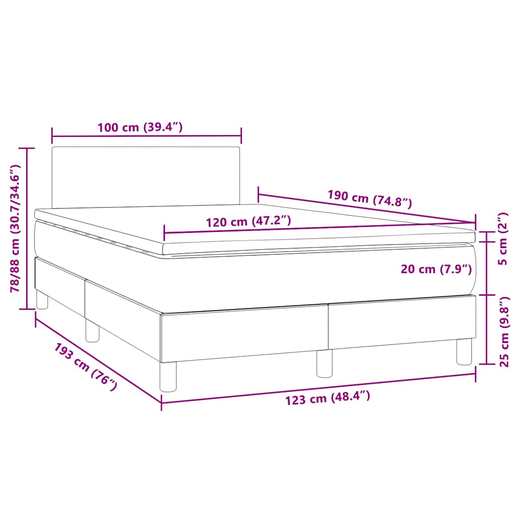 Sommier à lattes de lit avec matelas LED gris foncé 120x190 cm - XIOS