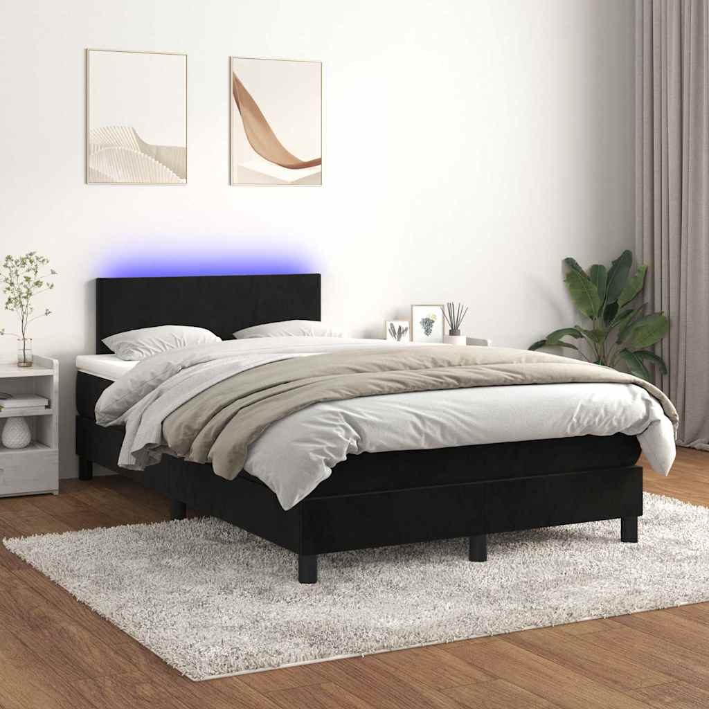 Sommier à lattes de lit et matelas LED noir 120x190 cm velours - XIOS