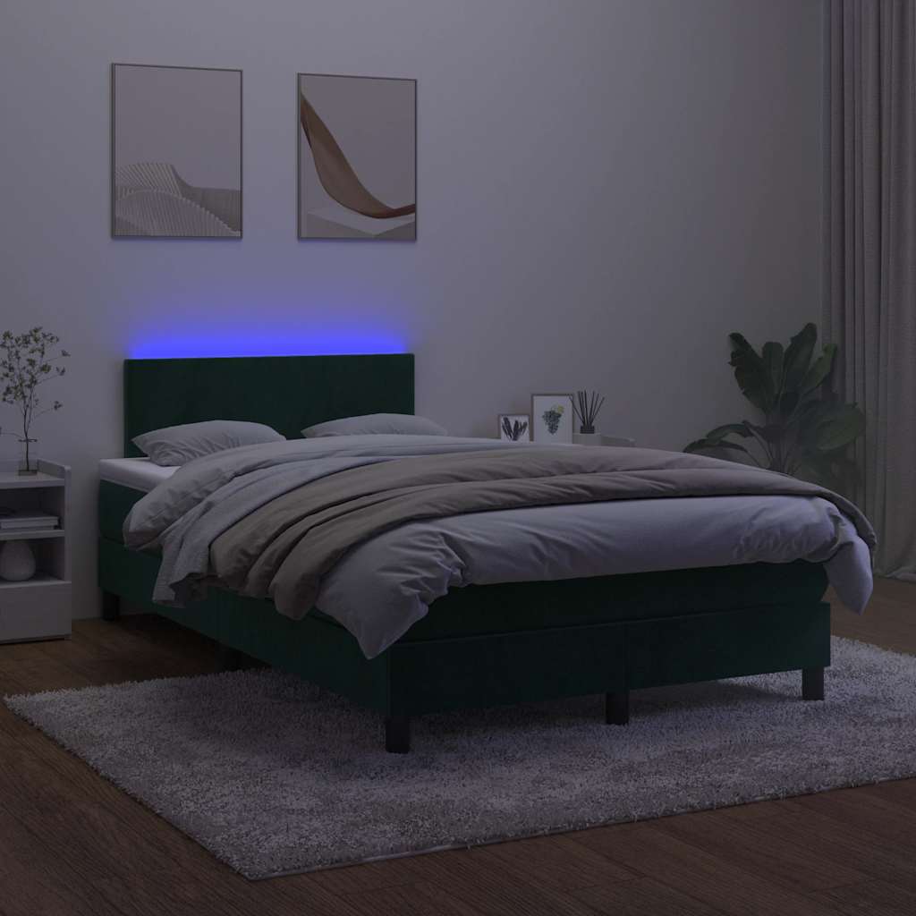 Sommier à lattes de lit avec matelas LED vert foncé 120x190 cm - XIOS