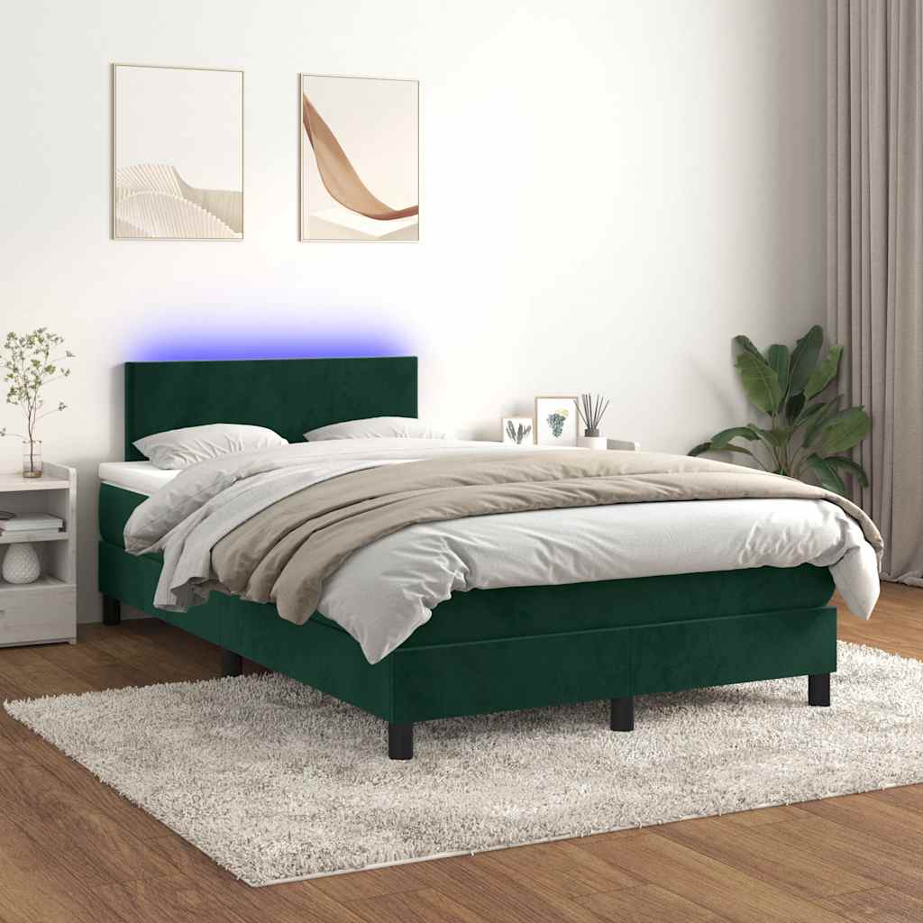 Sommier à lattes de lit avec matelas LED vert foncé 120x190 cm - XIOS