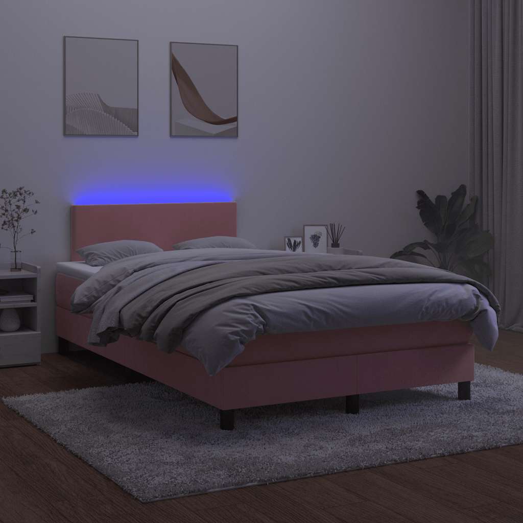 Sommier à lattes de lit et matelas LED rose 120x190 cm velours - XIOS