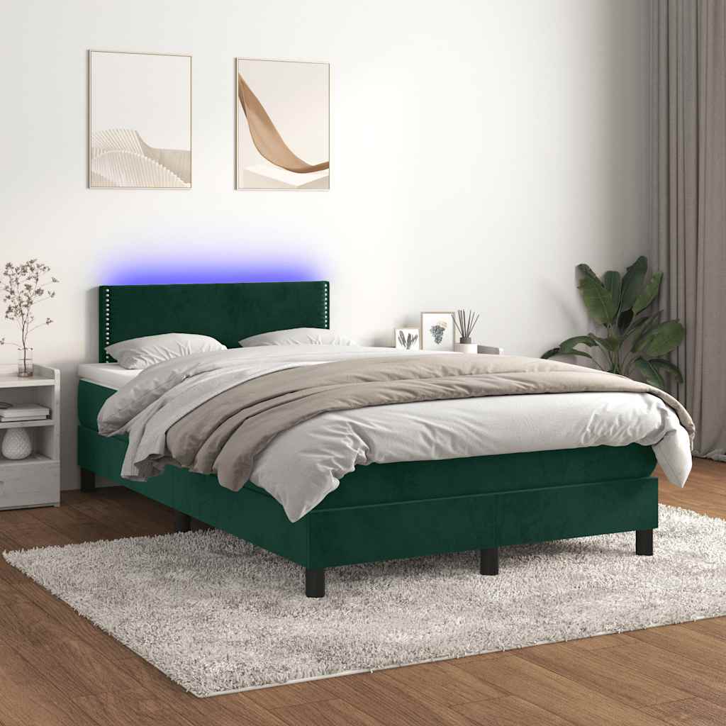 Sommier à lattes de lit avec matelas LED vert foncé 120x190 cm - XIOS