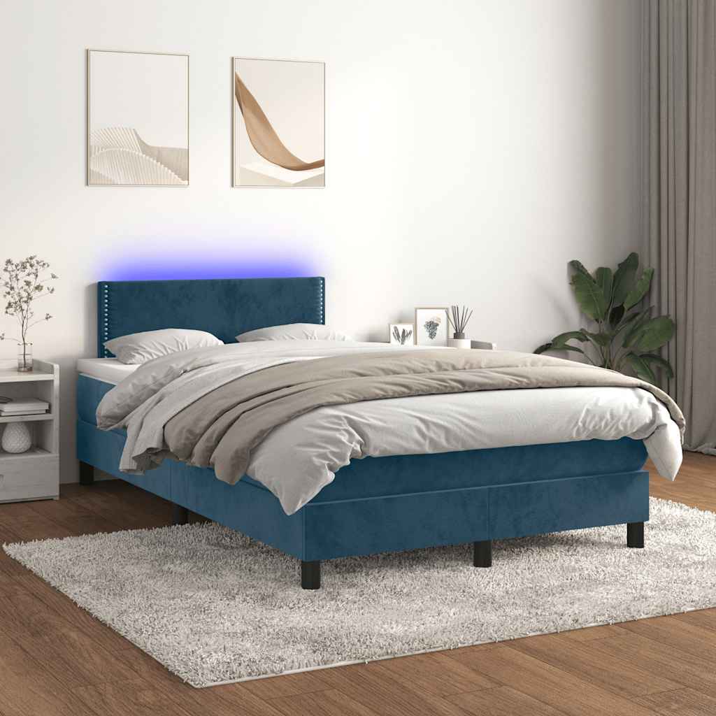 Sommier à lattes de lit avec matelas LED bleu foncé 120x190 cm - XIOS