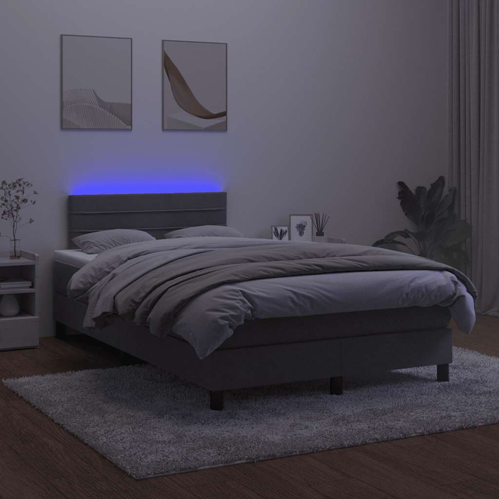 Sommier à lattes de lit avec matelas LED gris foncé 120x190 cm - XIOS