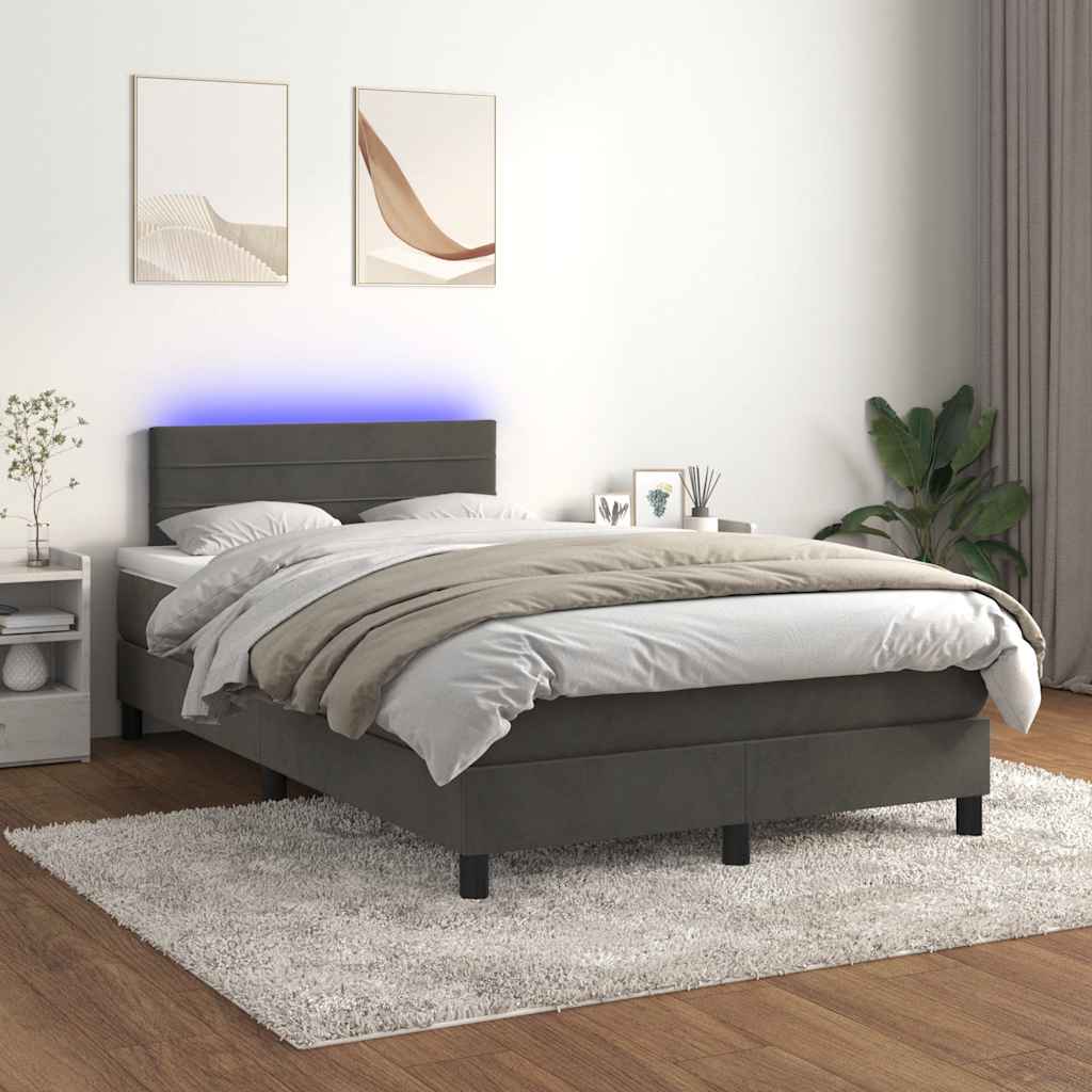 Sommier à lattes de lit avec matelas LED gris foncé 120x190 cm - XIOS
