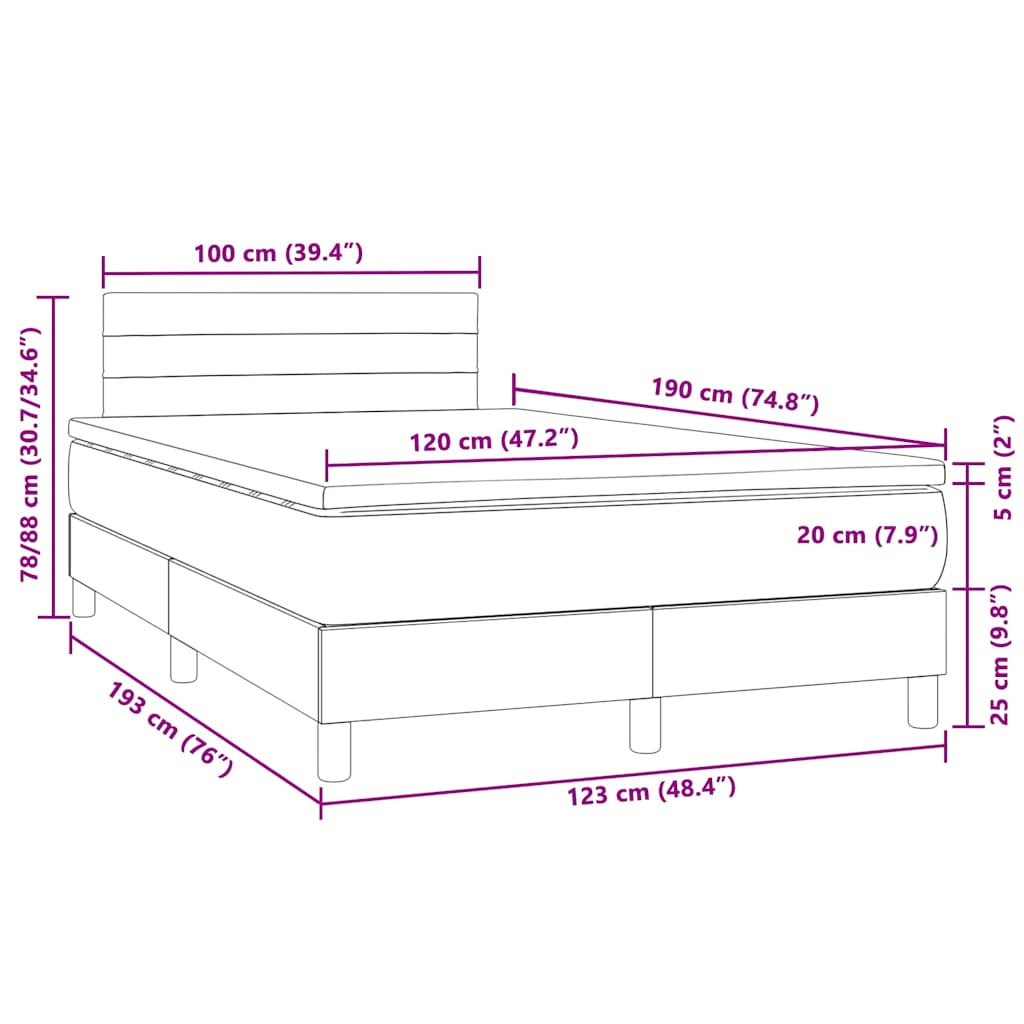 Sommier à lattes de lit avec matelas LED gris foncé 120x190 cm - XIOS