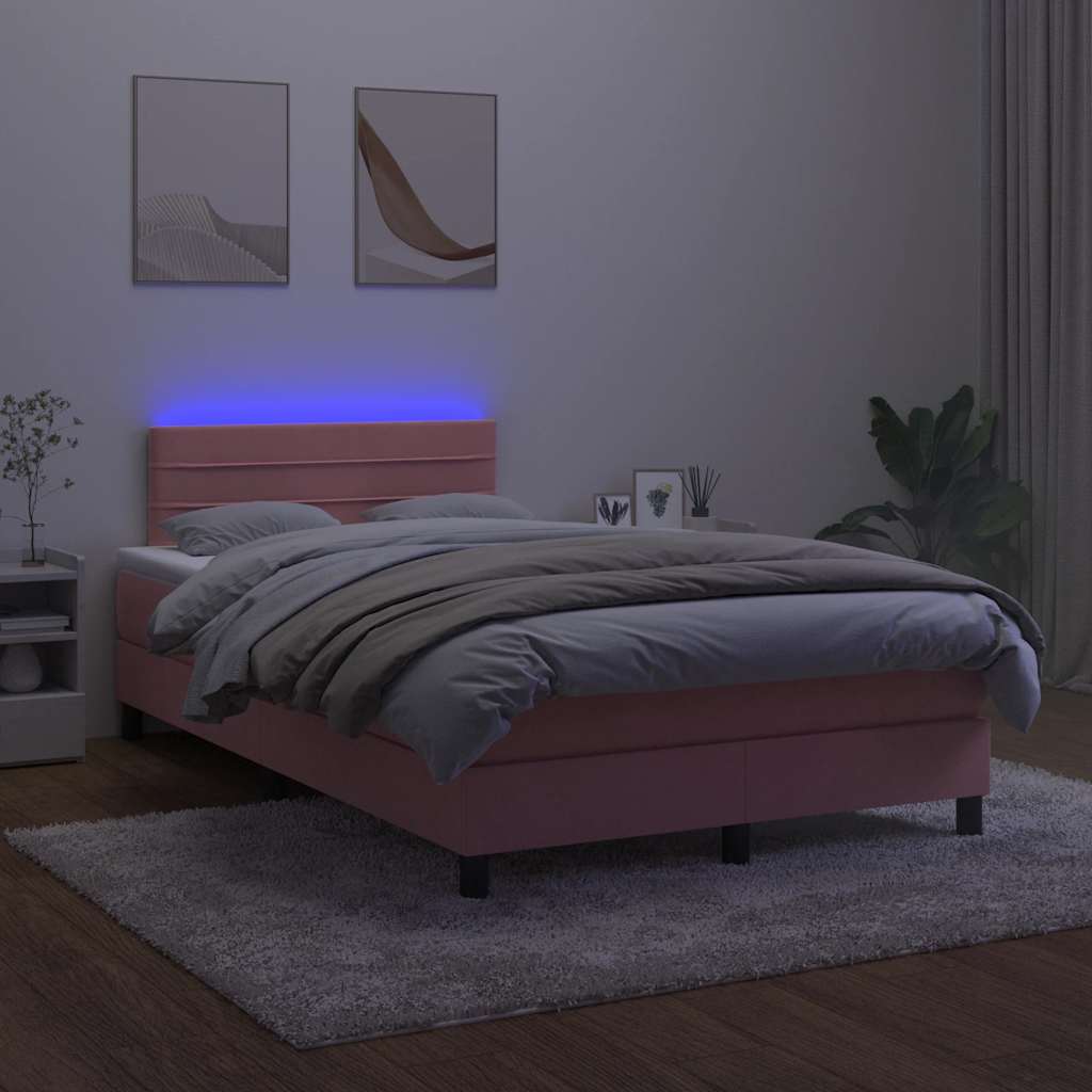 Sommier à lattes de lit et matelas LED rose 120x190 cm velours - XIOS