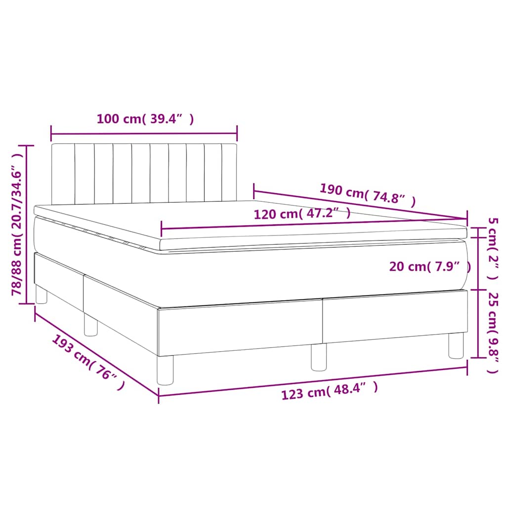 Sommier à lattes de lit avec matelas LED gris clair 120x190 cm - XIOS
