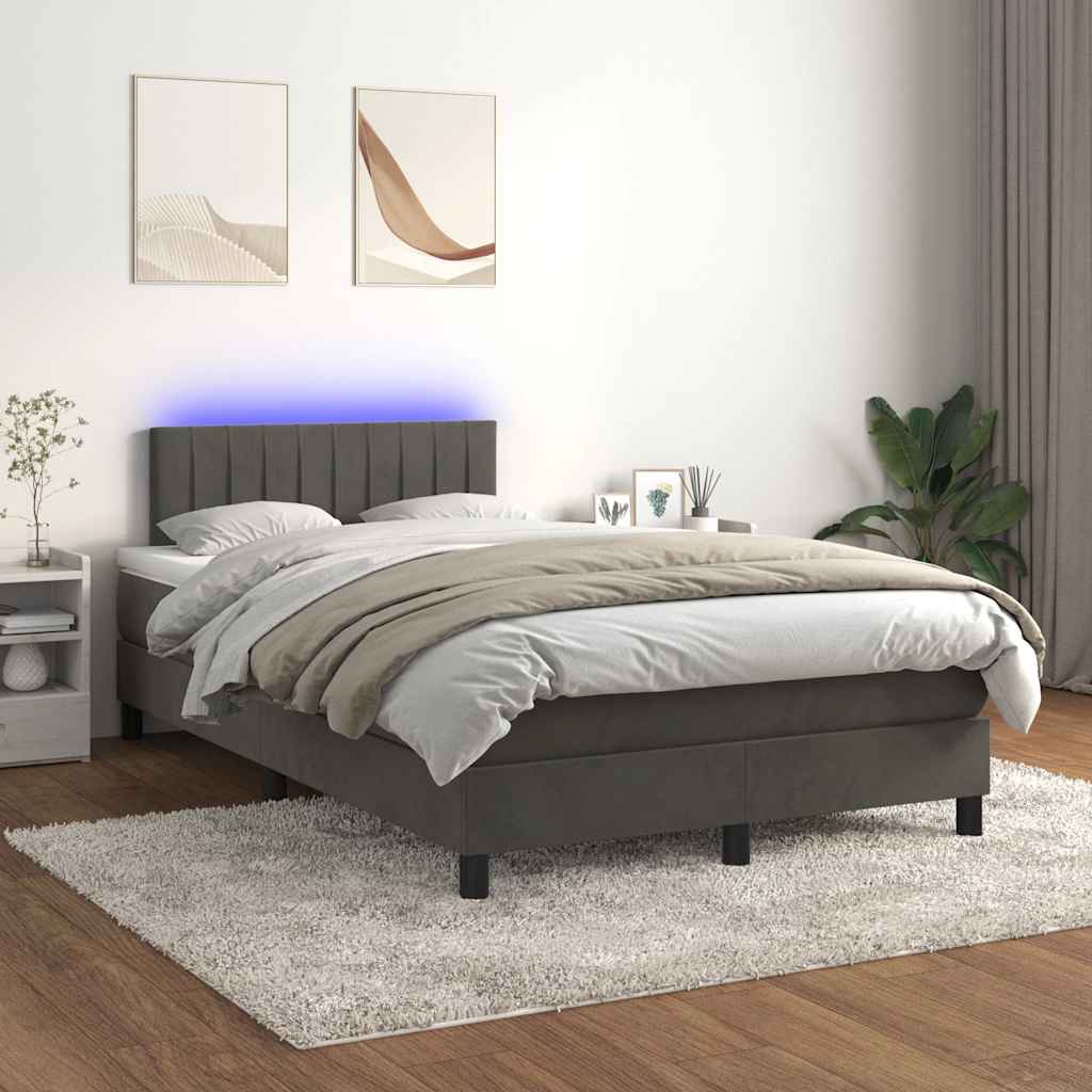 Sommier à lattes de lit avec matelas LED gris foncé 120x190 cm - XIOS