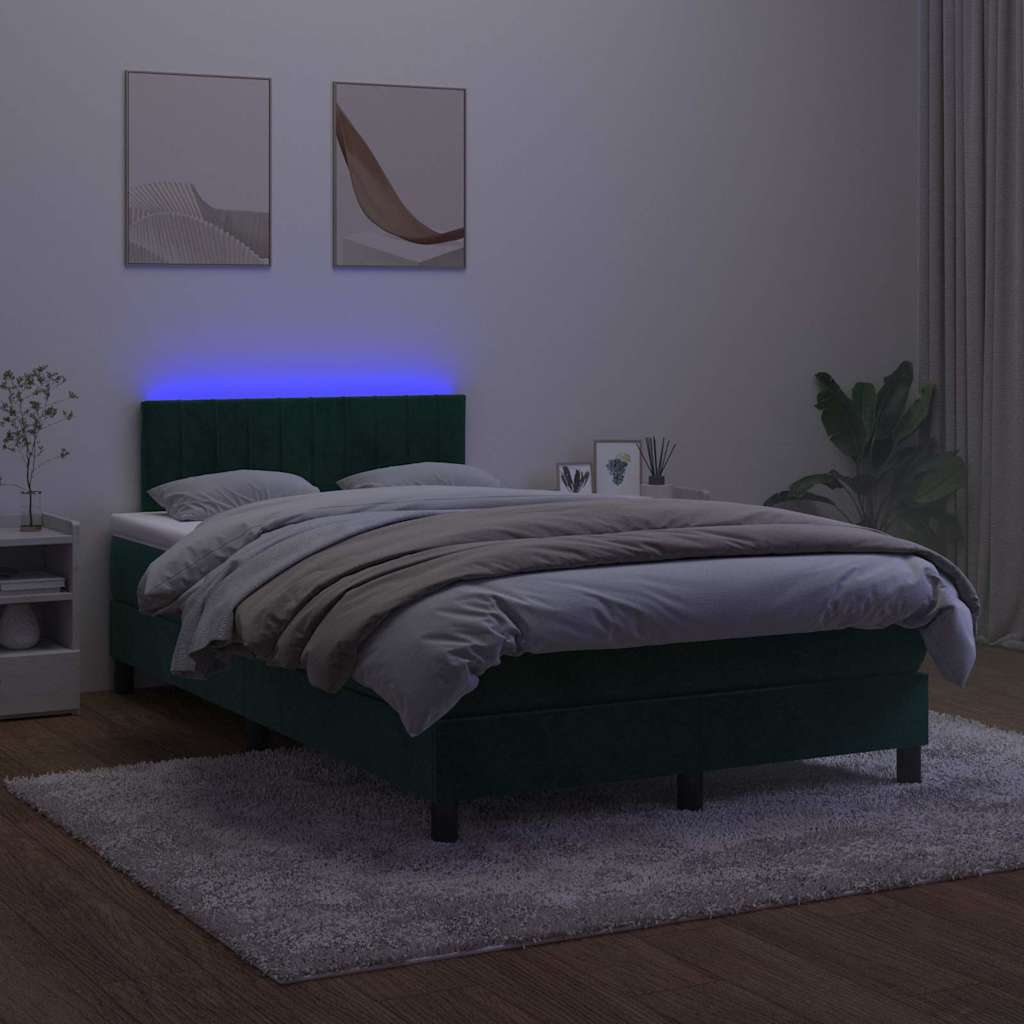 Sommier à lattes de lit avec matelas LED vert foncé 120x190 cm - XIOS