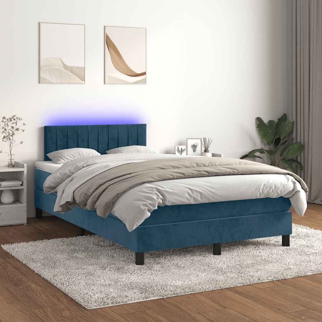 Sommier à lattes de lit avec matelas LED bleu foncé 120x190 cm - XIOS