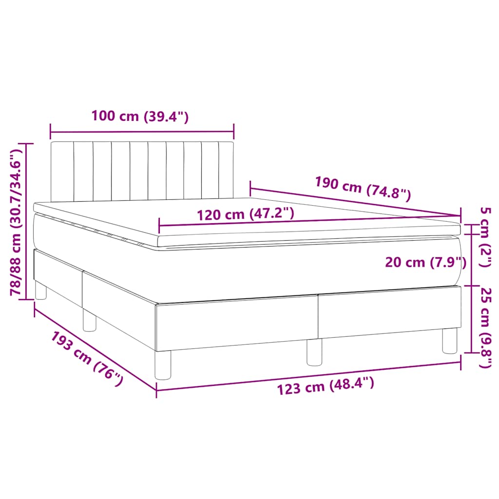 Sommier à lattes de lit avec matelas LED bleu foncé 120x190 cm - XIOS