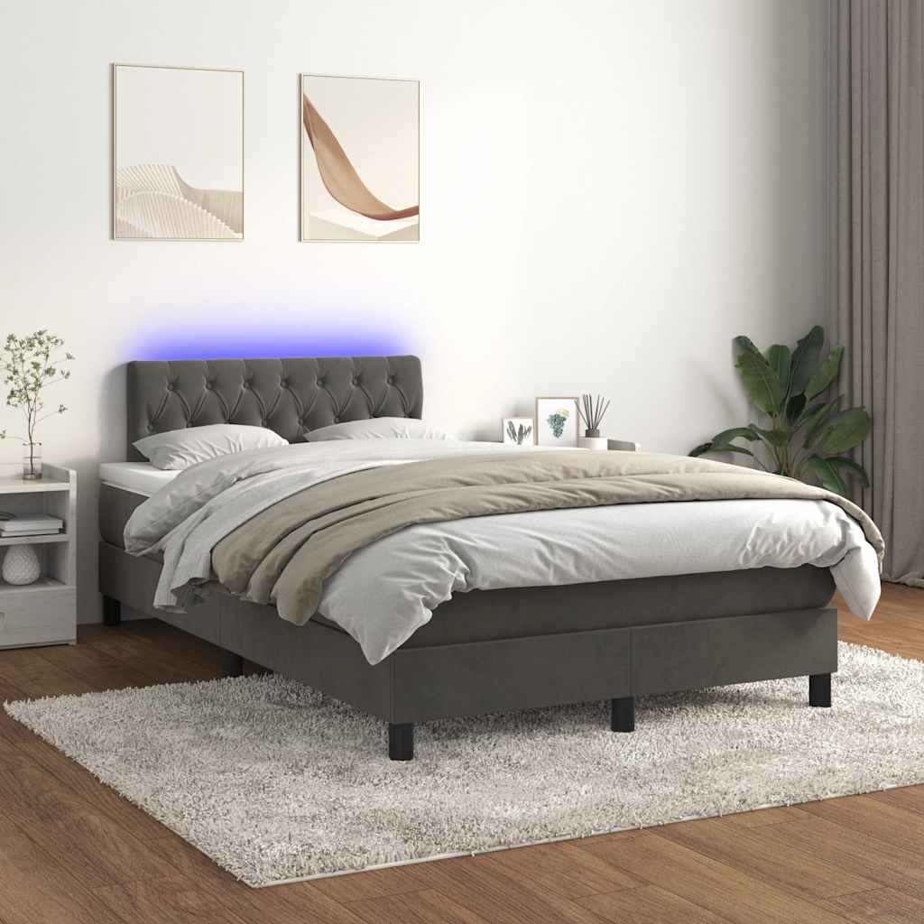 Sommier à lattes de lit avec matelas LED gris foncé 120x190 cm - XIOS