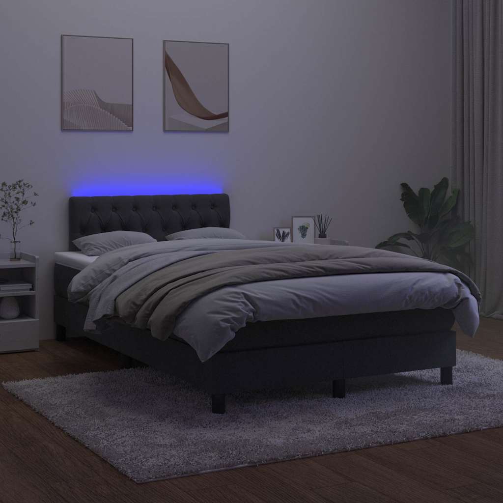 Sommier à lattes de lit et matelas LED noir 120x190 cm velours - XIOS