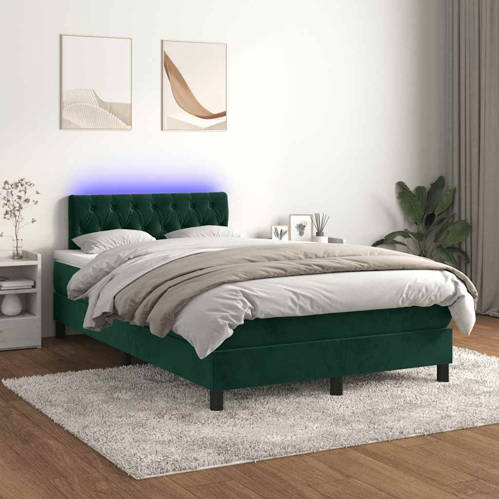 Sommier à lattes de lit avec matelas LED vert foncé 120x190 cm - XIOS