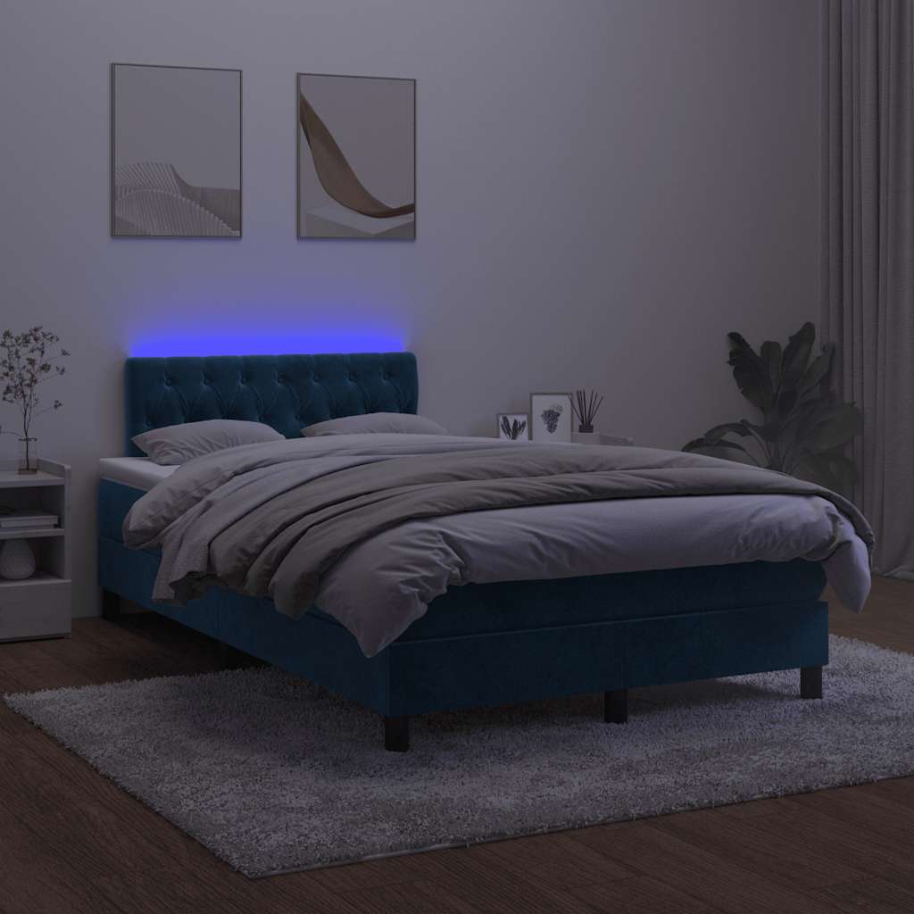 Sommier à lattes de lit avec matelas LED bleu foncé 120x190 cm - XIOS