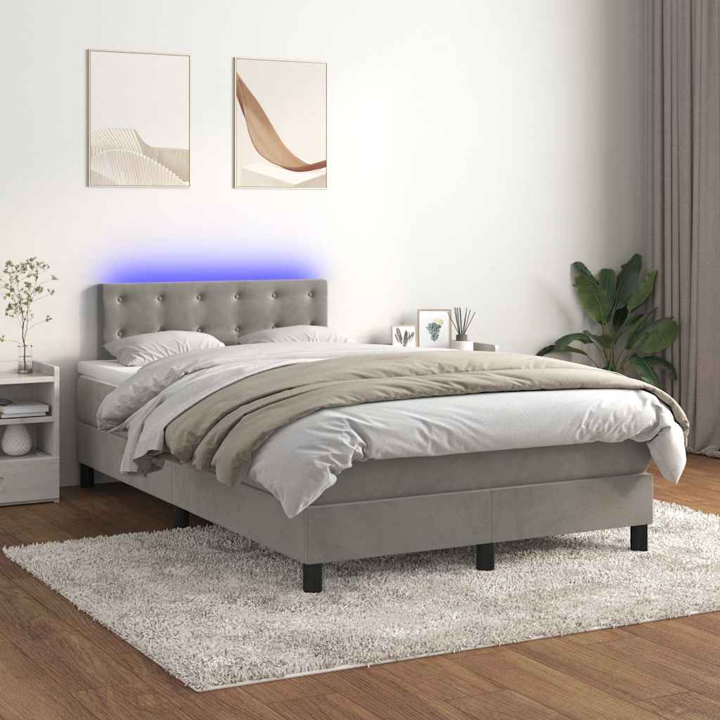 Sommier à lattes de lit avec matelas LED gris clair 120x190 cm - XIOS