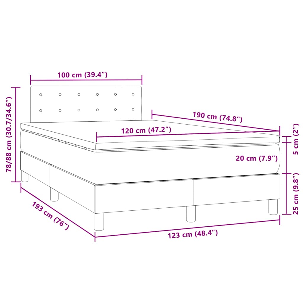 Sommier à lattes de lit avec matelas LED gris clair 120x190 cm - XIOS