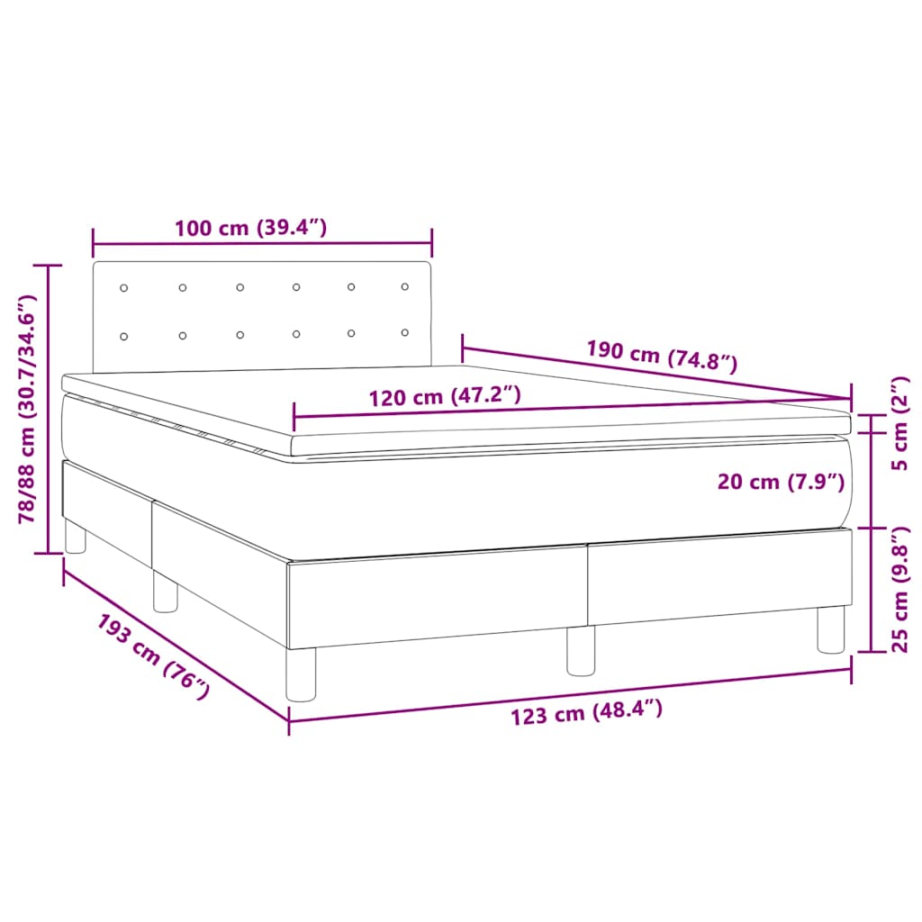 Sommier à lattes de lit et matelas LED noir 120x190 cm velours - XIOS