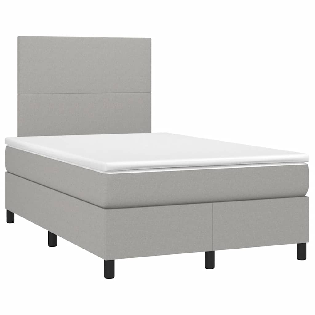 Sommier à lattes de lit matelas LED gris clair 120x190 cm tissu - XIOS