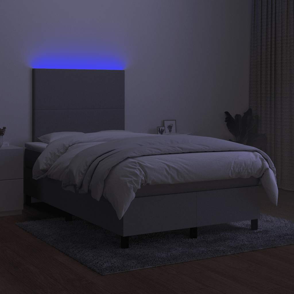 Sommier à lattes de lit matelas LED gris clair 120x190 cm tissu - XIOS