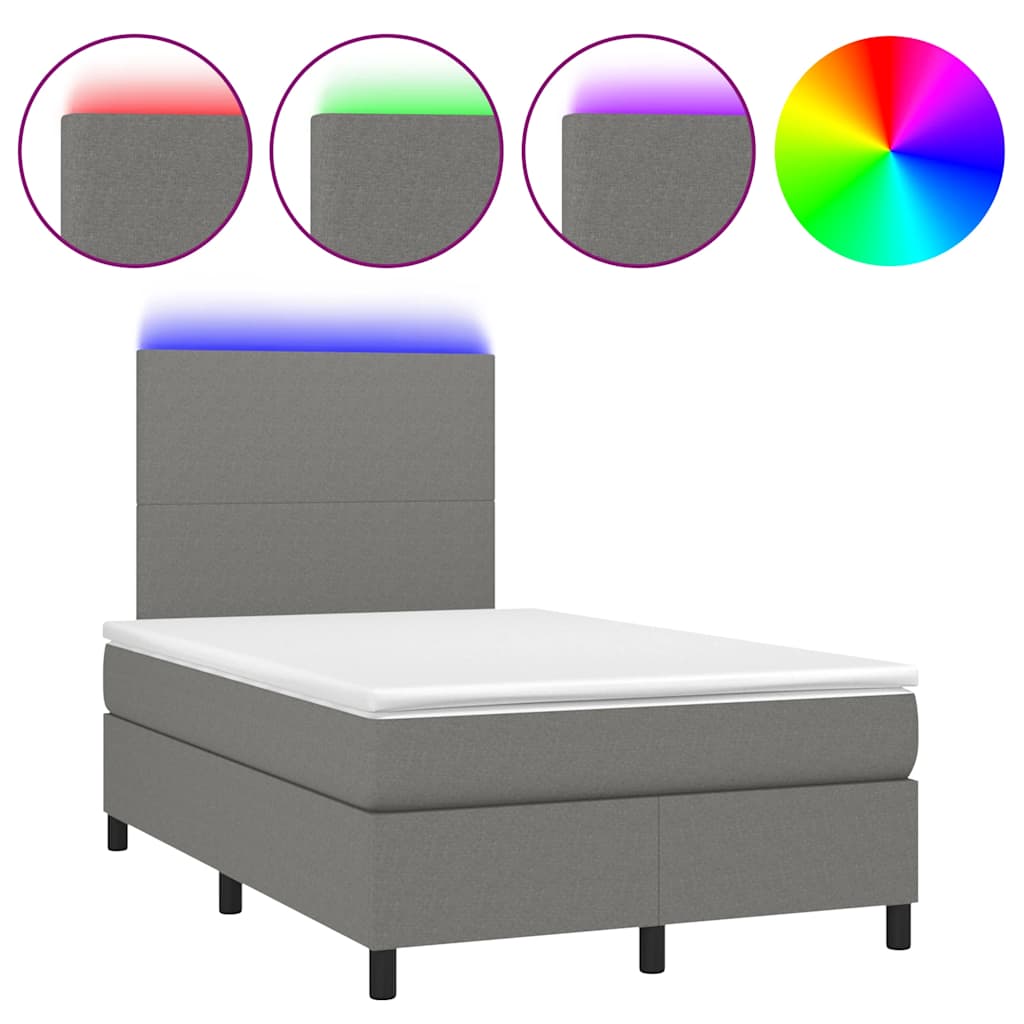 Sommier à lattes de lit matelas LED gris foncé 120x190 cm tissu - XIOS