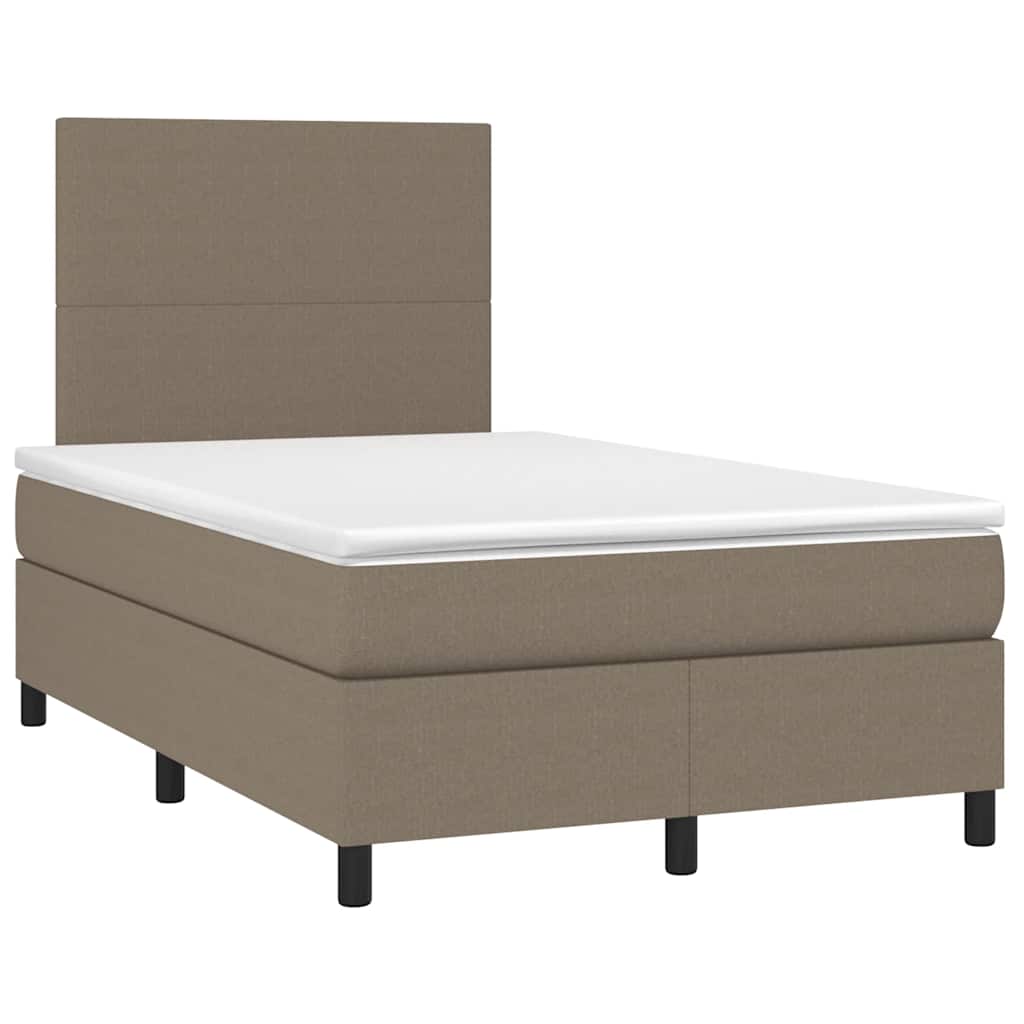 Sommier à lattes de lit matelas et LED taupe 120x190 cm tissu - XIOS