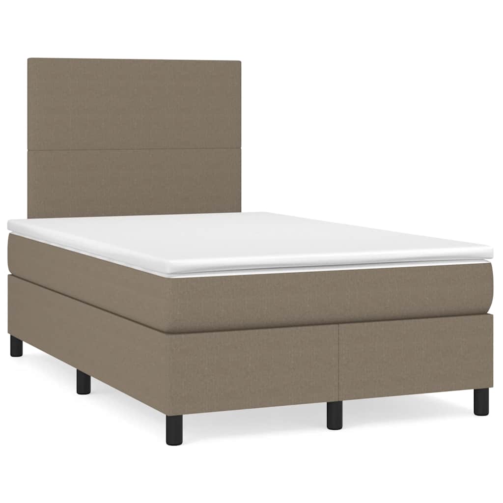 Sommier à lattes de lit matelas et LED taupe 120x190 cm tissu - XIOS