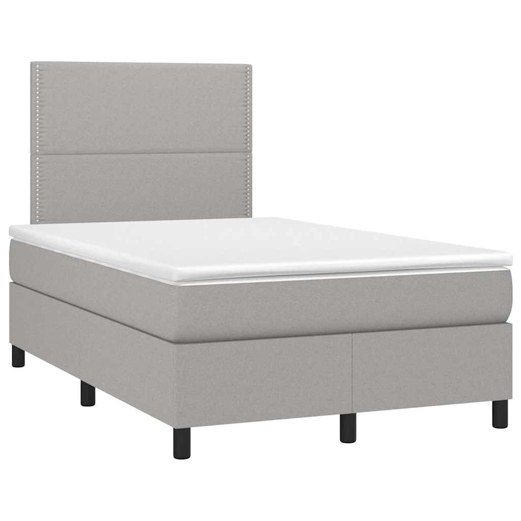 Sommier à lattes de lit matelas LED gris clair 120x190 cm tissu - XIOS