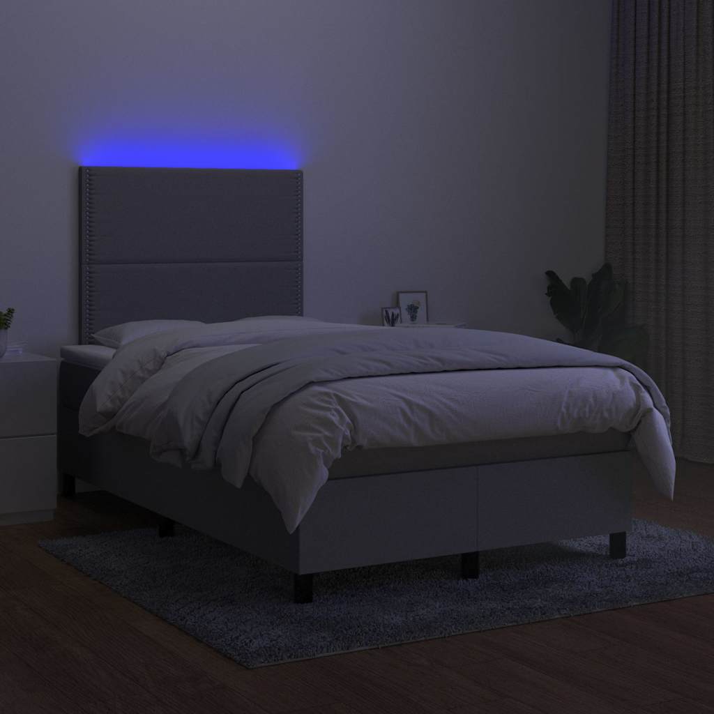 Sommier à lattes de lit matelas LED gris clair 120x190 cm tissu - XIOS