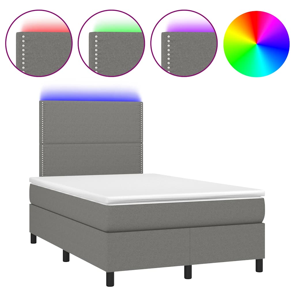 Sommier à lattes de lit matelas LED gris foncé 120x190 cm tissu - XIOS