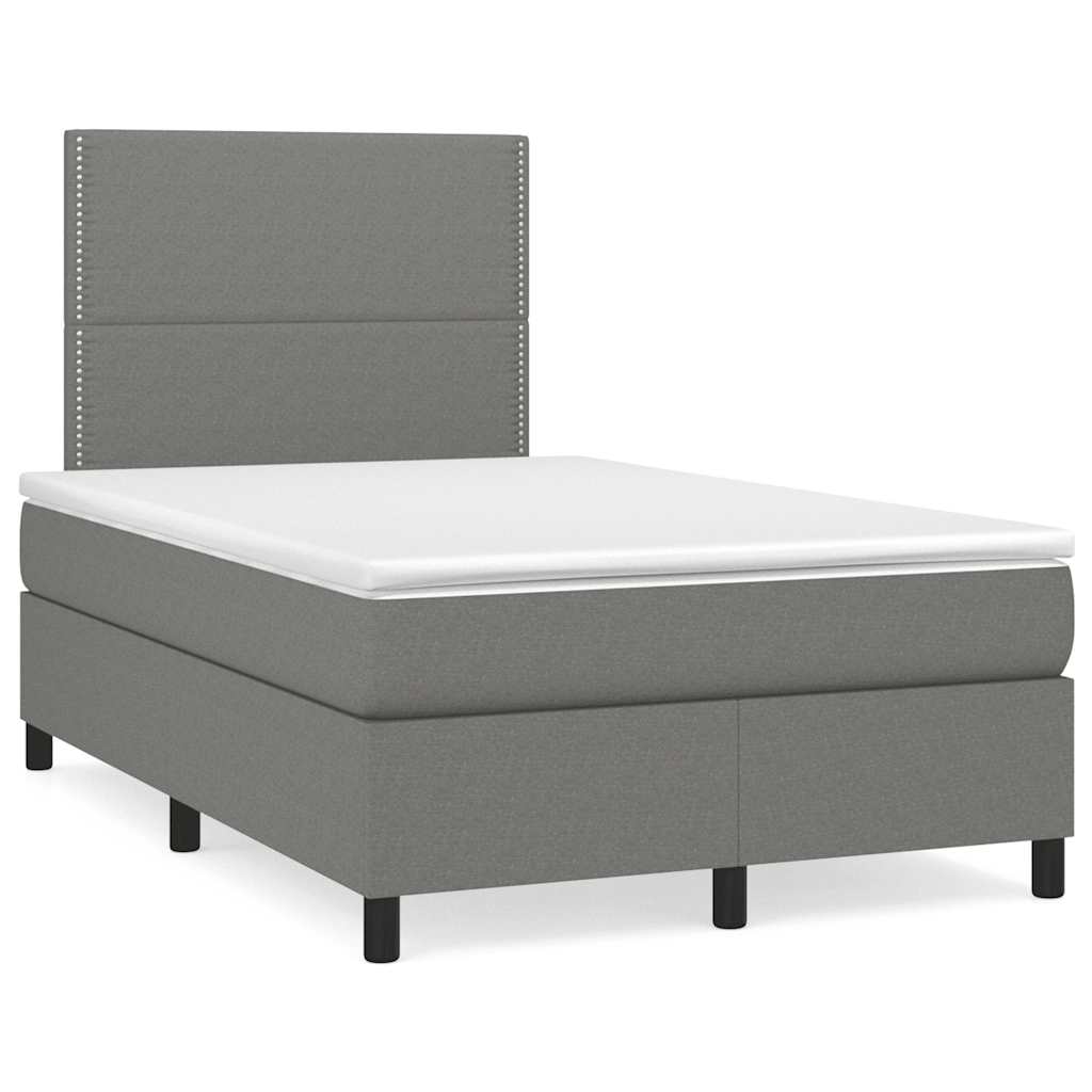 Sommier à lattes de lit matelas LED gris foncé 120x190 cm tissu - XIOS