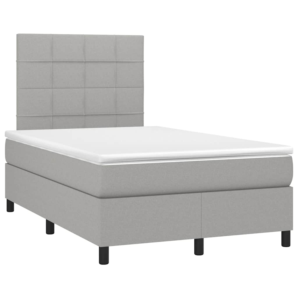 Sommier à lattes de lit matelas LED gris clair 120x190 cm tissu - XIOS