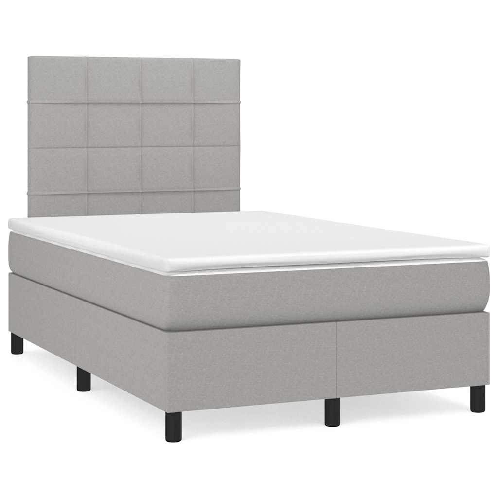 Sommier à lattes de lit matelas LED gris clair 120x190 cm tissu - XIOS