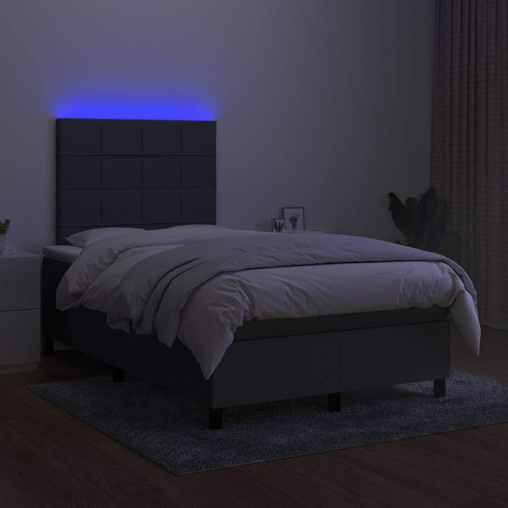 Sommier à lattes de lit matelas LED gris foncé 120x190 cm tissu - XIOS