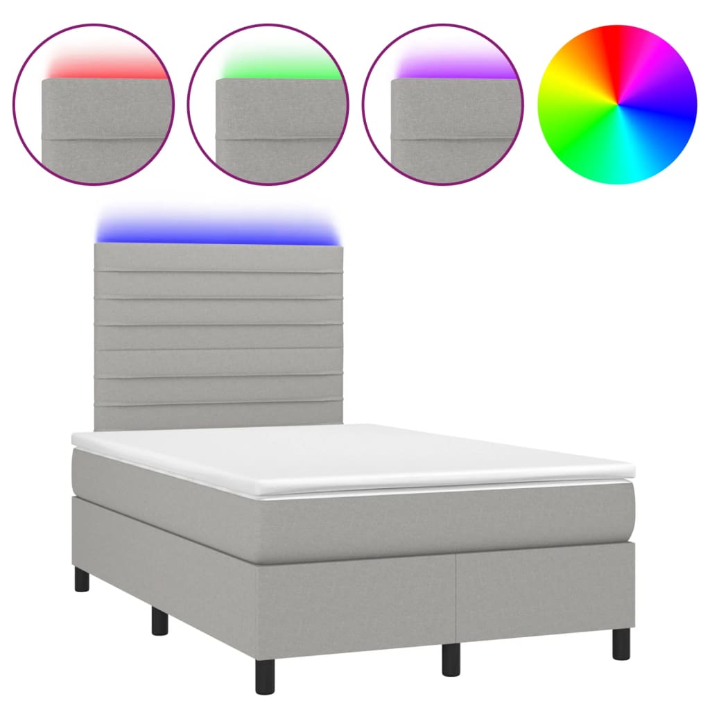 Sommier à lattes de lit matelas LED gris clair 120x190 cm tissu - XIOS